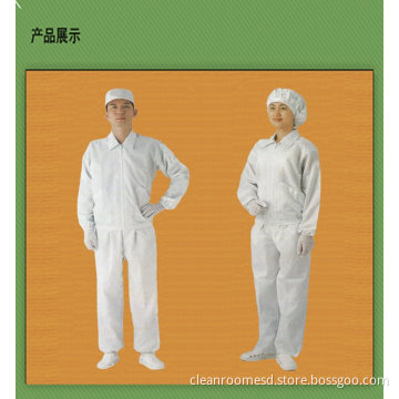 100% Polyester Fabric White Esd Clean Room Garments Clothes With Zipper